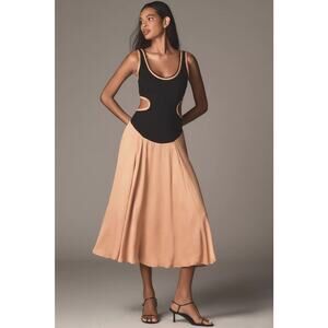 New Anthropologie Maeve Sleeveless Scoop-Neck Chain-Trim Cutout Midi Dress XS